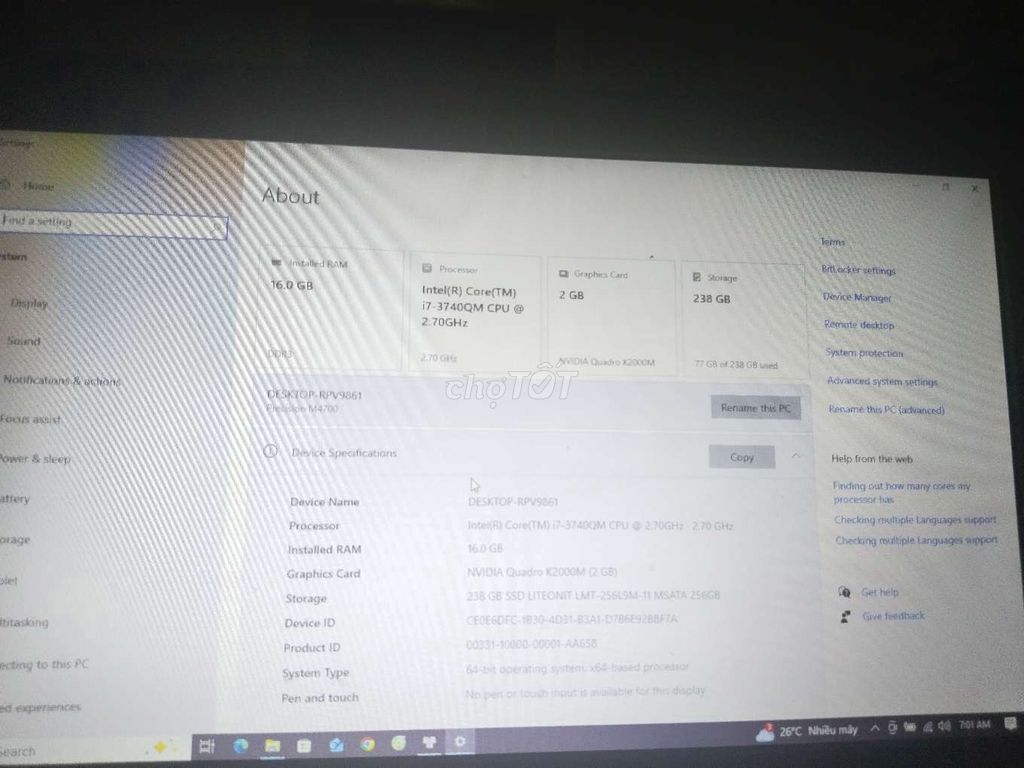 Cần bán Dell Precision M4700 i7-3740QM 16GB/256GB . Mua bán Laptop tại Quận Phú Nhuận Tp Hồ Chí Minh được đăng bởi Thành Dũ hình 1