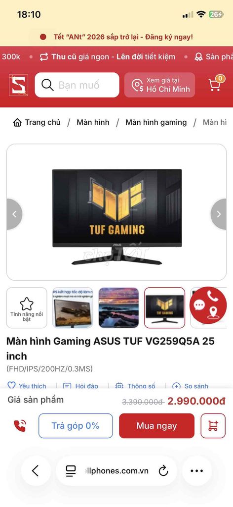 Màn hình gaming ASUS TUF VG259Q5A. Mua bán Phụ kiện (Màn hình, Chuột...) tại Thị xã Ninh Hòa Khánh Hòa được đăng bởi Thuận hình 1