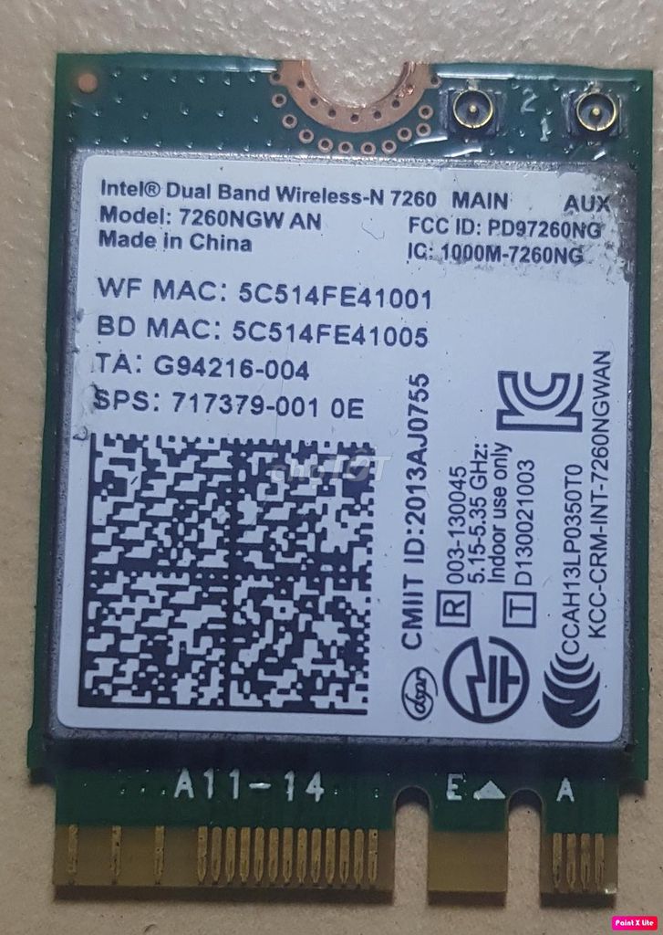 Card WiFi Intel 7265NGW M.2 300Mbps Bluetooth 4.2. Mua bán Linh kiện (RAM, Card...) tại Quận 1 Tp Hồ Chí Minh được đăng bởi HC Secondhand hình 1