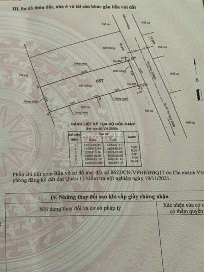 Chính chủ bán đất TL54 full thổ cư 5mx17m (P. Thạnh Lộc, Q12 cũ) 