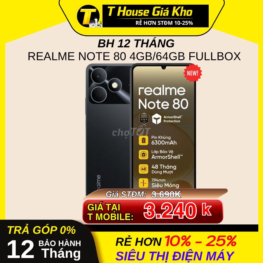 Realme Note 80 4GB/64GB Fullbox Chính Hãng . Mua bán Điện thoại tại Quận Bình Thạnh Tp Hồ Chí Minh được đăng bởi T HOUSE GIÁ KHO hình 1