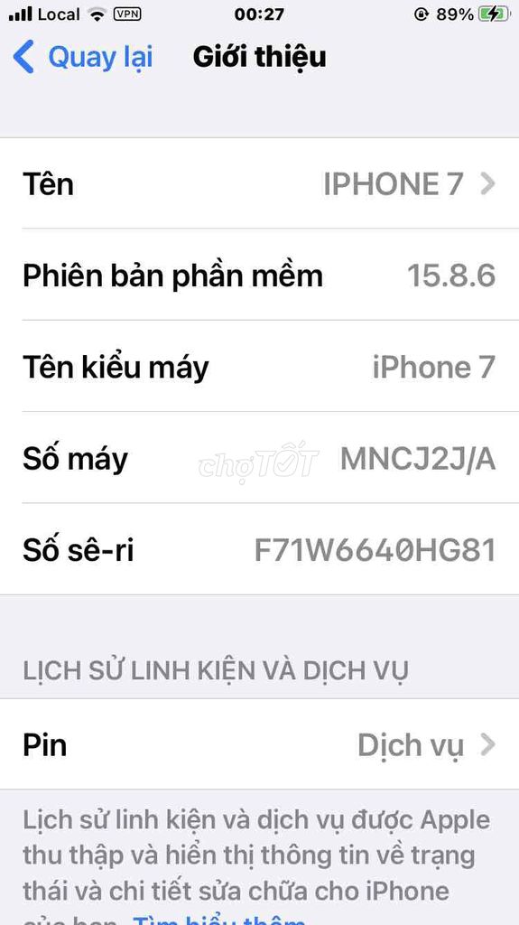 Apple iPhone 7 Đã qua sử dụng. Mua bán Điện thoại tại Thành phố Thủ Đức Tp Hồ Chí Minh được đăng bởi UYTINSO1 hình 1