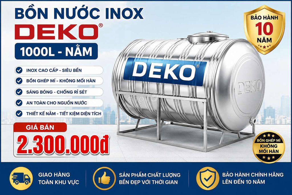 Bồn nước DEKO Inox 1000L Nằm 10 năm. Mua bán Nội thất, đồ gia dụng khác tại Huyện Gò Dầu Tây Ninh được đăng bởi samsung hình 1