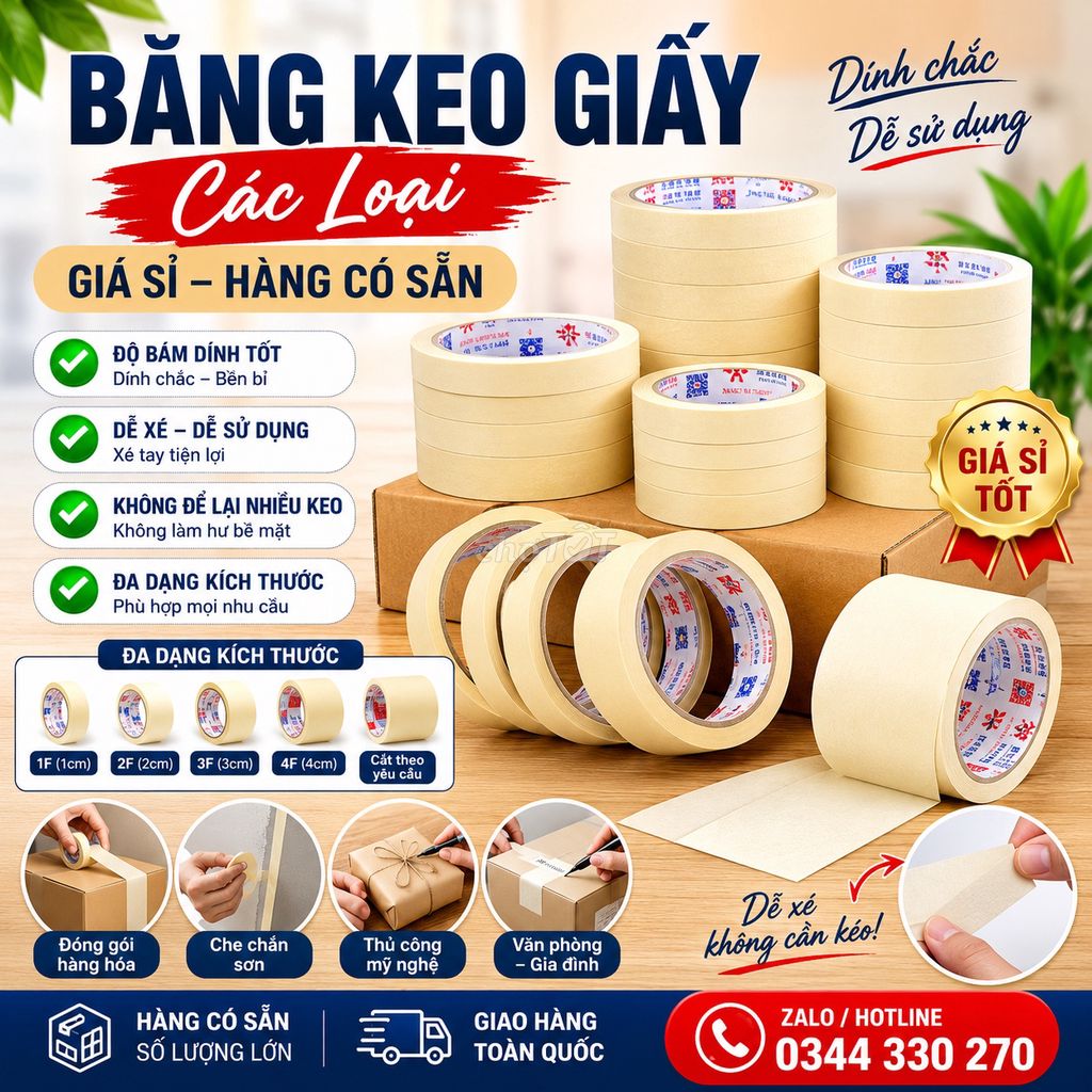 📦 Băng Keo Giấy Các Loại - Giá Sỉ Tận Xưởng. Mua bán Đồ dùng văn phòng tại Thành phố Thuận An Bình Dương được đăng bởi Huỳnh Thu hình 1