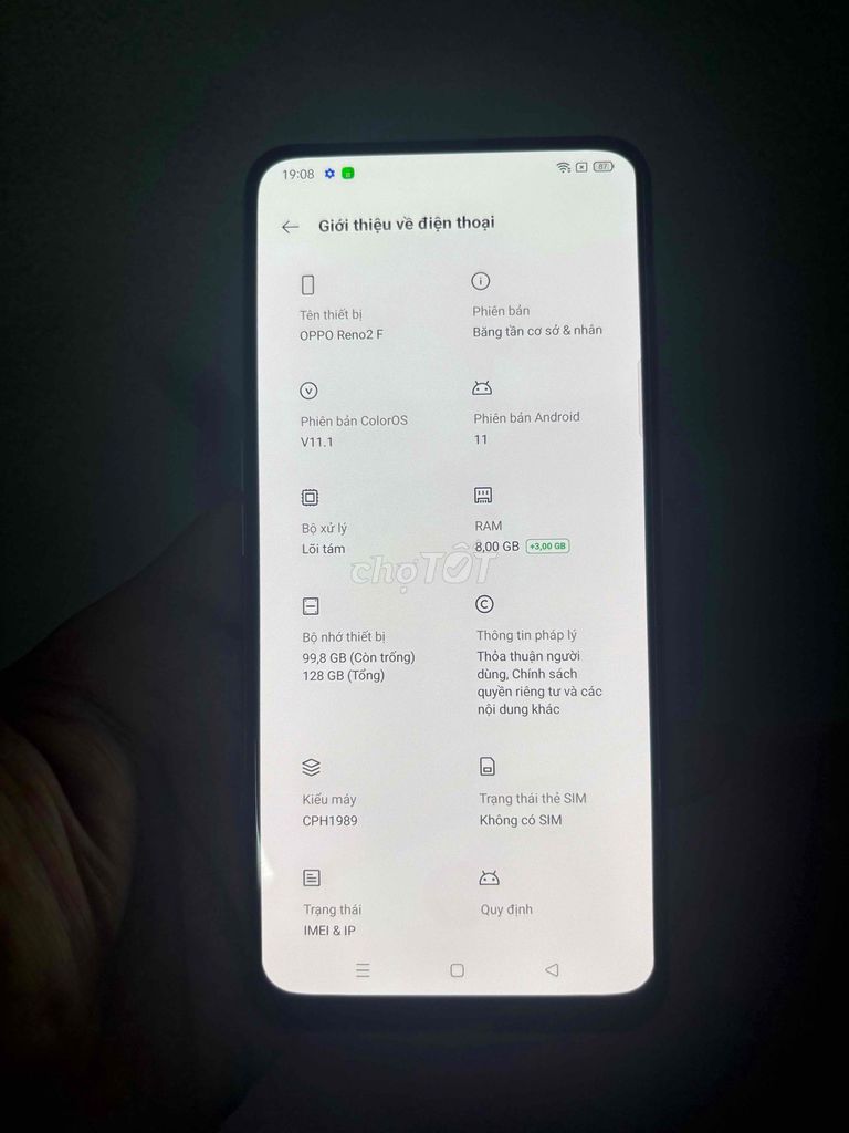 OPPO Reno2 F 128GB Trắng. Mua bán Điện thoại tại Thành phố Bà Rịa Bà Rịa - Vũng Tàu được đăng bởi thanh lý hình 1