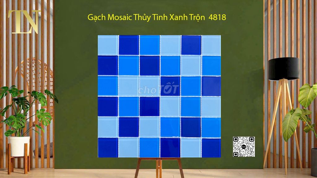 Gạch Mosaic Thủy Tinh Xanh Trộn - 4818