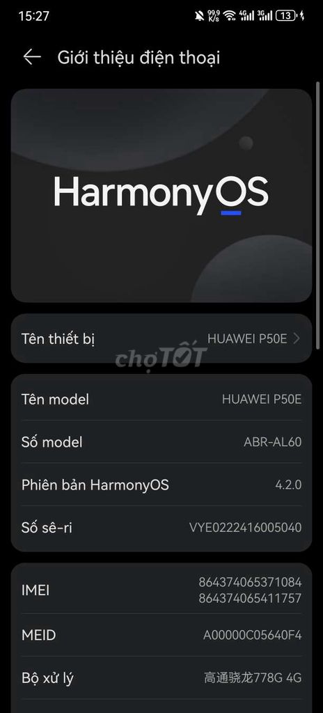 Huawei P50E 128GB Trắng 84%. Mua bán Điện thoại tại Huyện Vĩnh Cửu Đồng Nai được đăng bởi bình hình 1