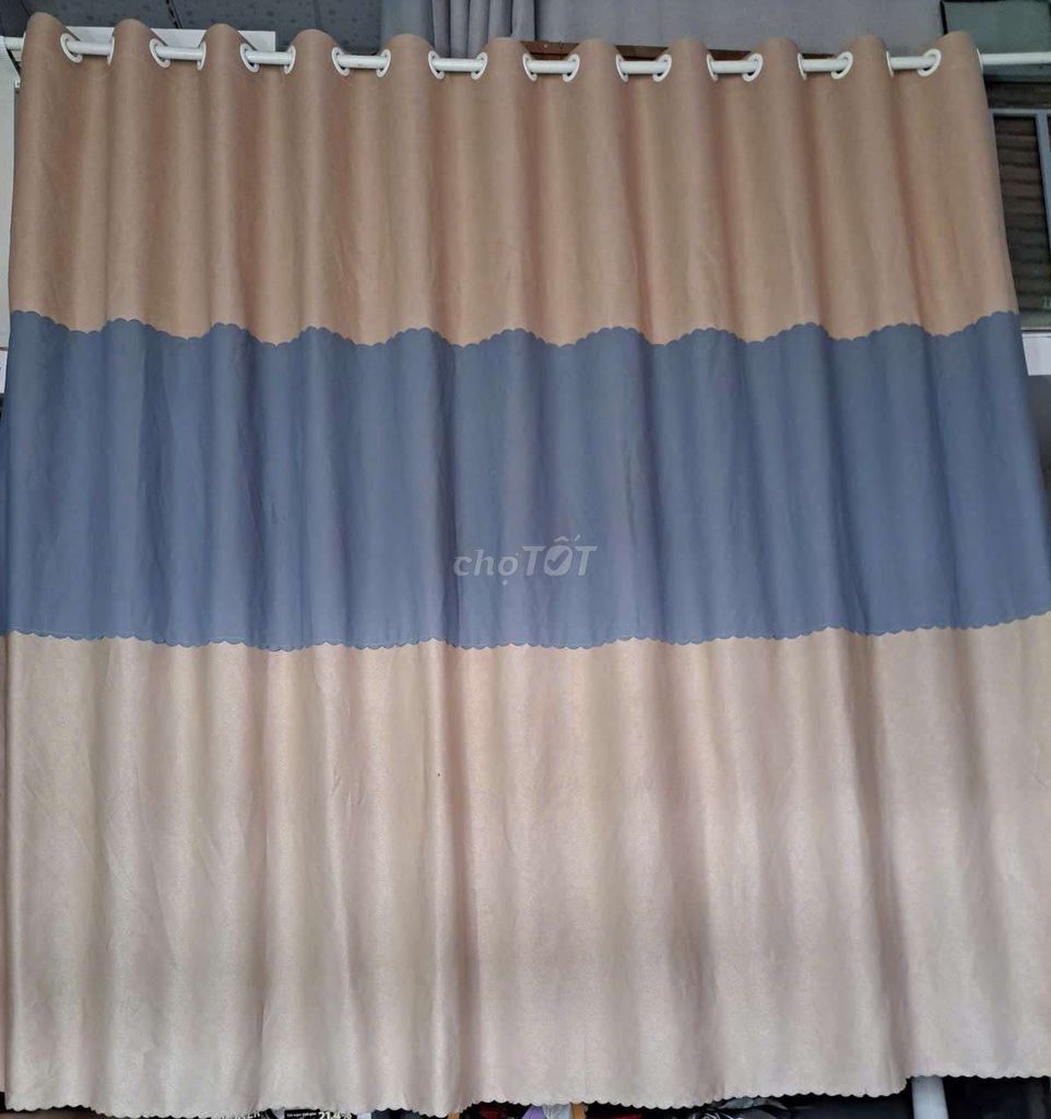 Rèm cửa Vải Phối 2 màu Nâu Xanh 3.5m. Mua bán Nội thất, đồ gia dụng khác tại Thành phố Thủ Dầu Một Bình Dương được đăng bởi CHUYÊN MAY RÈM CỬA  hình 1