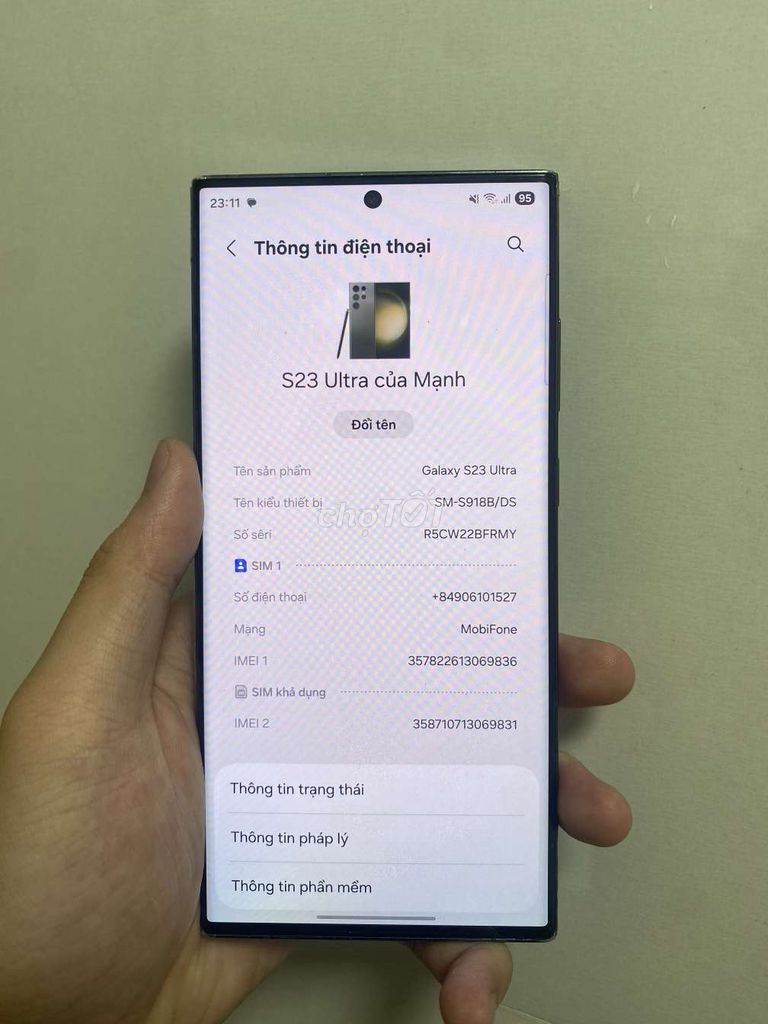 Samsung Galaxy S23 Ultra 512GB Xám. Mua bán Điện thoại tại Quận Lê Chân Hải Phòng được đăng bởi Manh hình 1