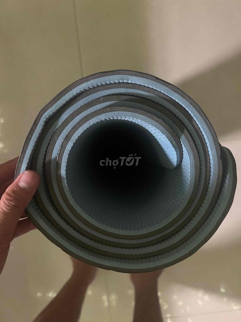 Thảm tập yoga Cao su non Xám xanh 10mm