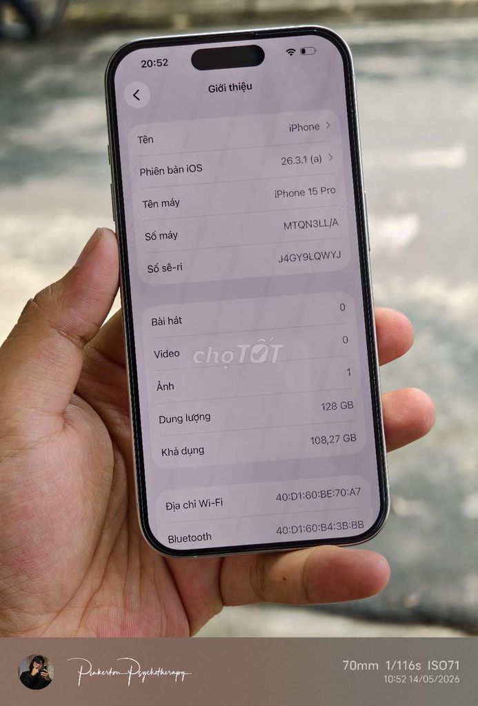 Apple iPhone 15 Pro 128GB Bạc. Mua bán Điện thoại tại Thành phố Buôn Ma Thuột Đắk Lắk được đăng bởi Thanh Tùng hình 1