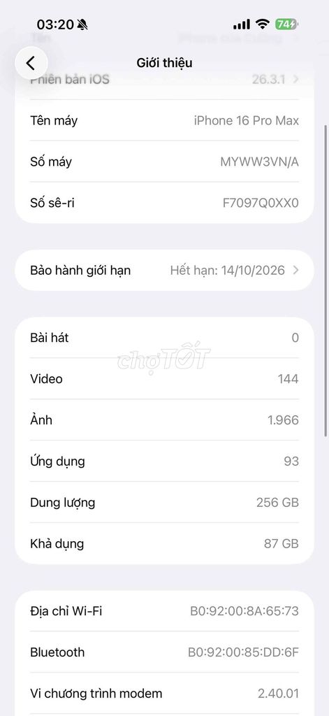 Apple iPhone 16 Pro Max 256GB. Mua bán Điện thoại tại Quận Nam Từ Liêm Hà Nội được đăng bởi Huy Cường hình 1