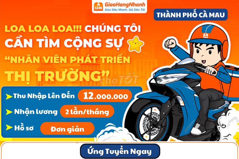 [THÀNH PHỐ CÀ MAU] TUYỂN DỤNG SHIPPER