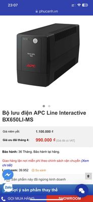 Bộ lưu điện (ups) APC BX650LI-MS