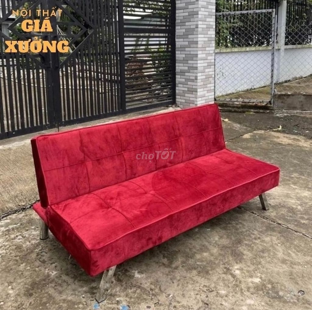 Sofa bed mới - nhung đỏ đô đẹp ạ ----