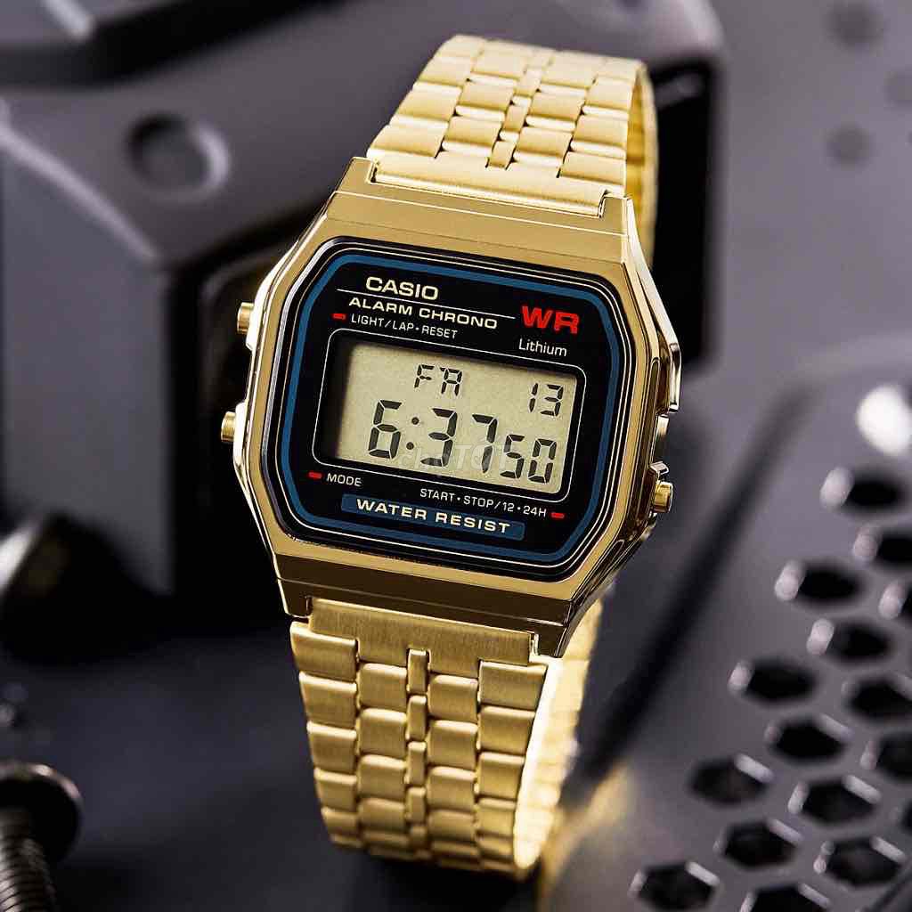 Casio A 159 vàng + trắng