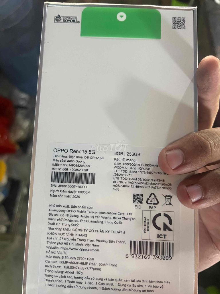 OPPO Reno15 5G 256GB Xanh dương. Mua bán Điện thoại tại Huyện Đức Hòa Long An được đăng bởi Huỳnh Phuong Nam hình 1