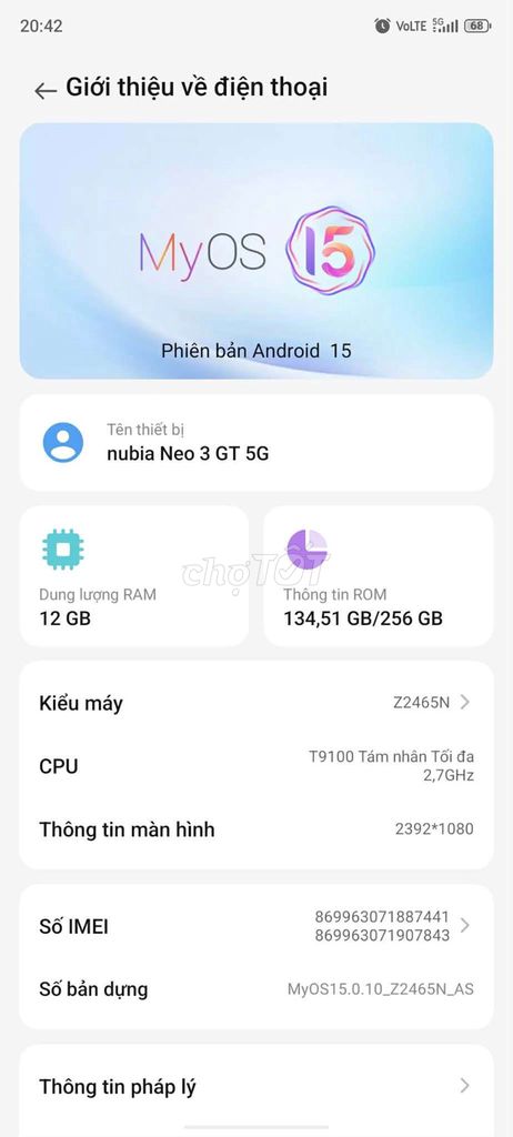 Nubia Neo 3 GT 5G 256GB. Mua bán Điện thoại tại Huyện Cần Giờ Tp Hồ Chí Minh được đăng bởi VôTâm hình 1