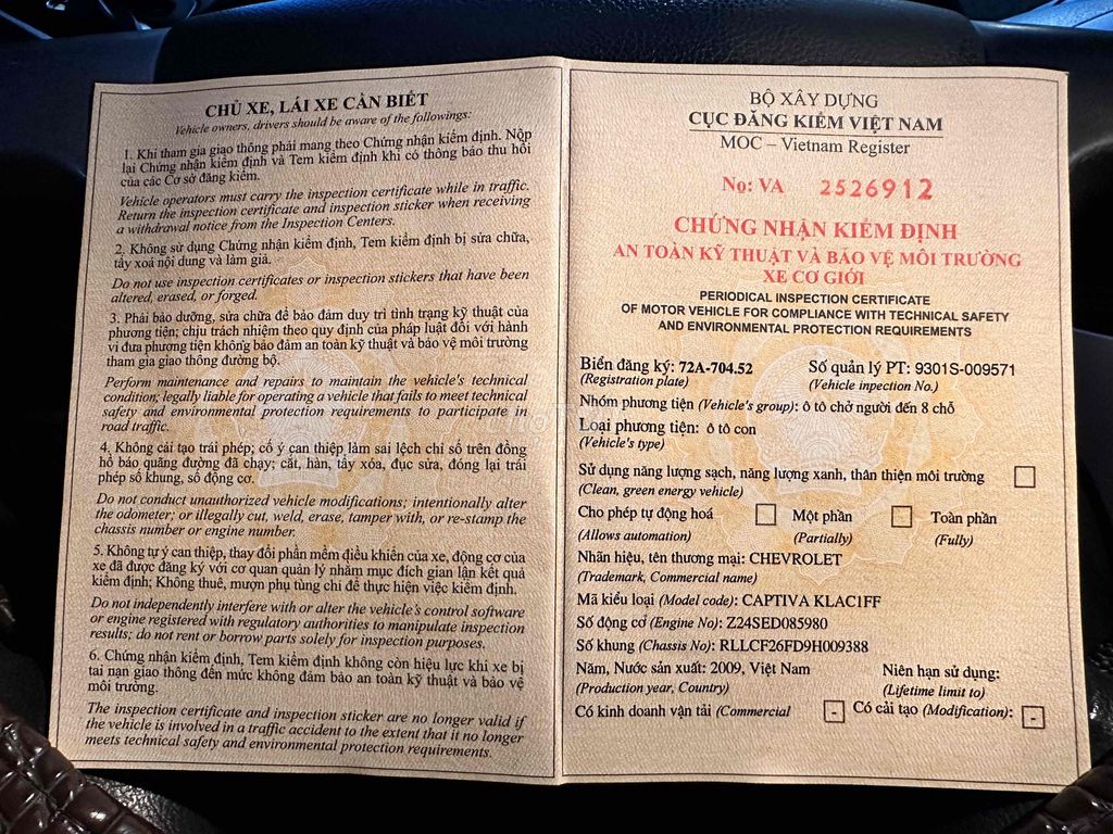 Chevrolet Captiva 2009 LT 2.4 - 135000 km. Mua bán Ô tô tại Thành phố Vũng Tàu Bà Rịa - Vũng Tàu được đăng bởi Trung hình 6