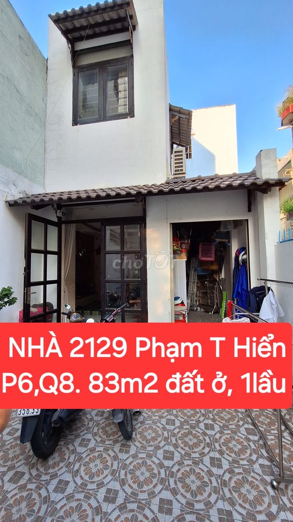 Nhà 83m2 đất, 1trệt, 1lầu, Hẻm 2129 Phạm T Hiển, P6. N 11,5m x Dài 13m