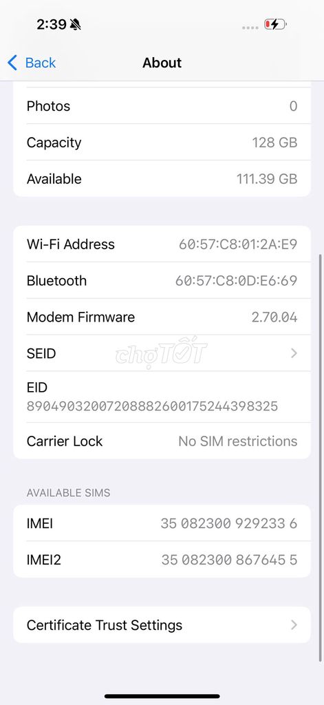 Apple iPhone 15 Pro 256GB Trắng. Mua bán Điện thoại tại Quận Bắc Từ Liêm Hà Nội được đăng bởi Cửa hàng Bính Táo hình 1