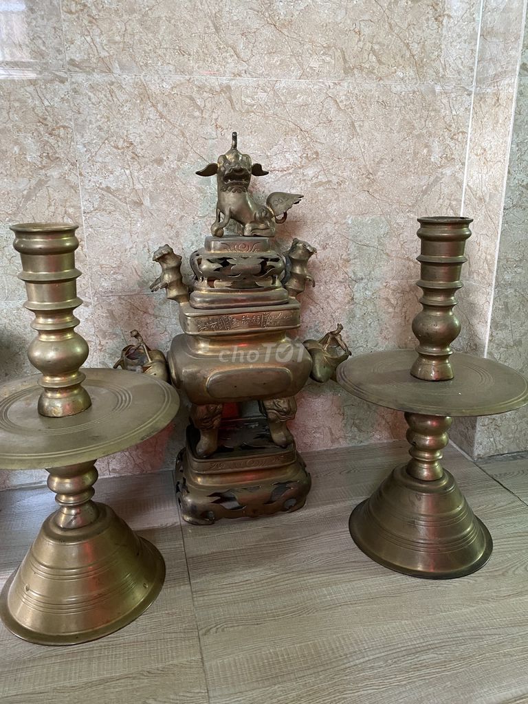 Bộ lư trái đào xưa dày nặng 14 kg 5 cao 52