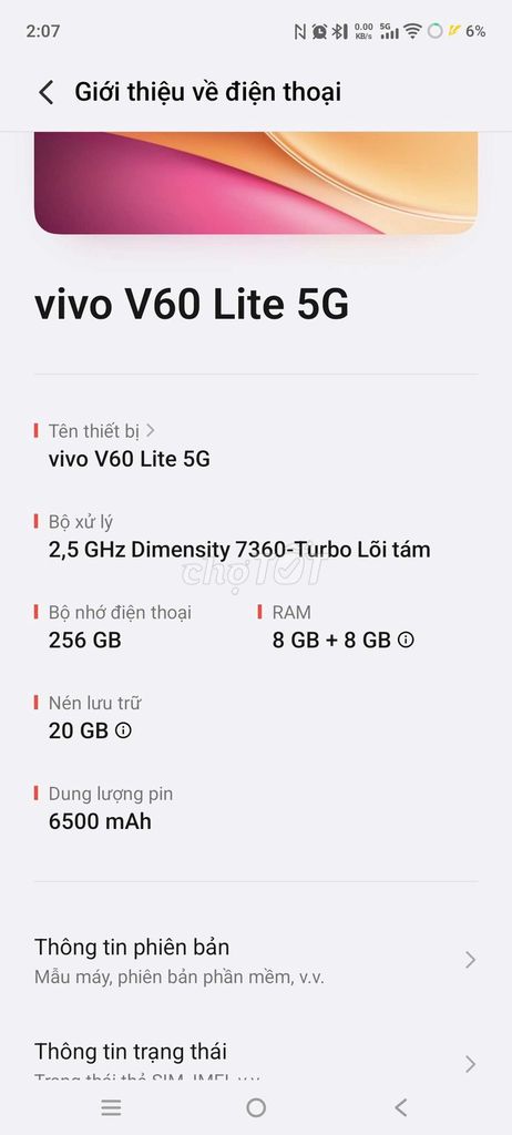 Vivo V60 Lite 5G 256GB. Mua bán Điện thoại tại Quận 12 Tp Hồ Chí Minh được đăng bởi mInh Thống hình 1