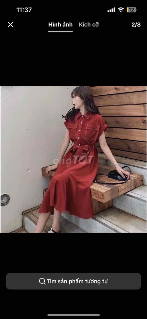 Đầm sơ mi Nữ Đỏ Công sở. Mua bán Quần áo tại Thành phố Bến Tre Bến Tre được đăng bởi Linh Lan hình 1