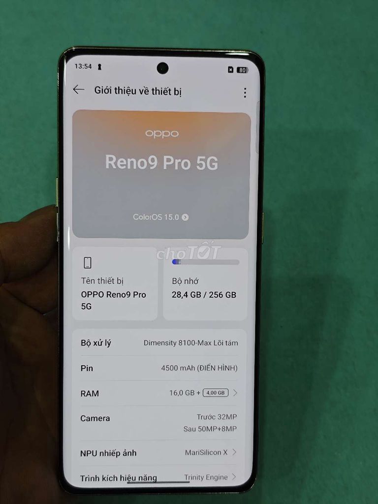 Oppo Reno 9 Pro 5G 16/256GB Vàng. Mua bán Điện thoại tại Quận Hoàng Mai Hà Nội được đăng bởi Nguyennoi hình 1