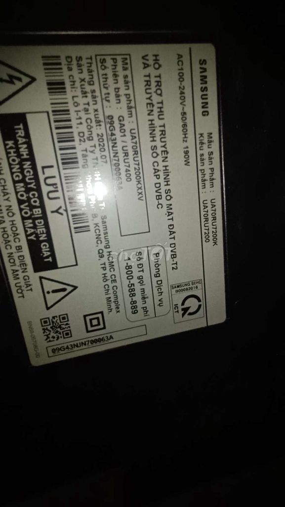 Tivi Samsung UA70RU7200K Hư màn hình. Mua bán Tivi, Âm thanh tại Huyện Đơn Dương Lâm Đồng được đăng bởi LÊ MINH TRUNG hình 1