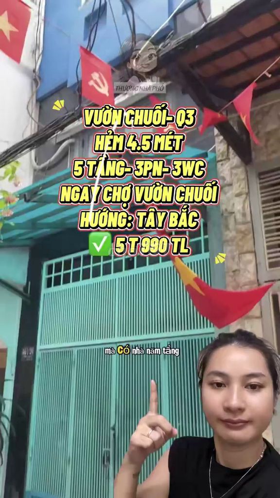Bán nhà 5 tầng hẻm Vườn Chuối Q3 - 5.99 Tỷ