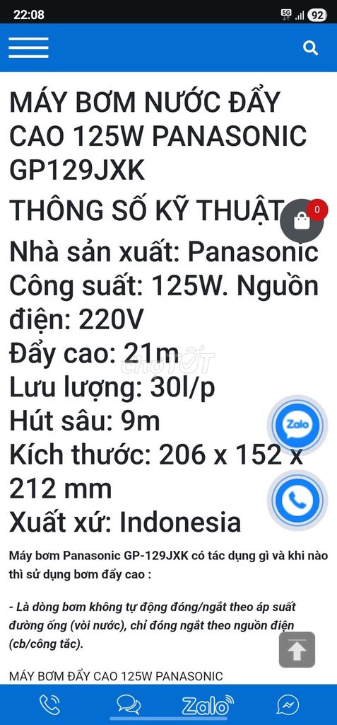 Máy bơm nước Panasonic GP129JXK. Mua bán Đồ chuyên dụng, Giống nuôi trồng tại Huyện Núi Thành Quảng Nam được đăng bởi khánh dương hình 1