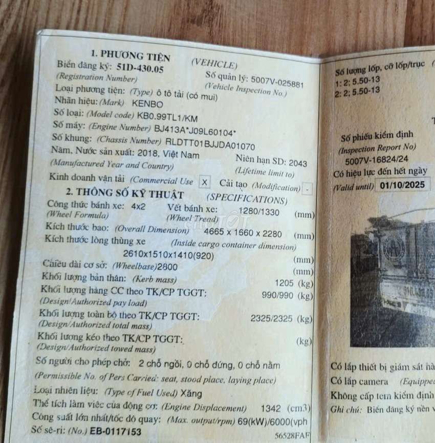 Bán gấp kenbo 900kg đời 2018 thùng bạt 2m6. Mua bán Xe tải, xe ben tại Thành phố Thuận An Bình Dương được đăng bởi Hồ Xe Tải hình 6
