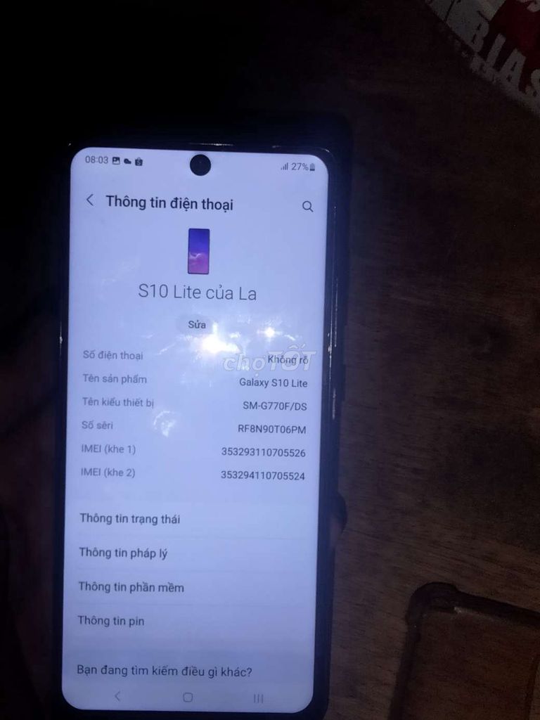 Samsung S10 Lite 855 8/128GB 2 sim NfC. Mua bán Điện thoại tại Thành phố Thuận An Bình Dương được đăng bởi Huỳnh Tiến Đạt hình 1