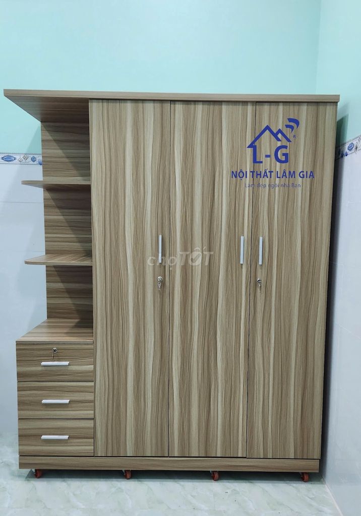 TỦ QUẦN ÁO MDF CÓ KỆ GỖ MD--TỦ QUẦN ÁO MDF;TỦ -TỦ