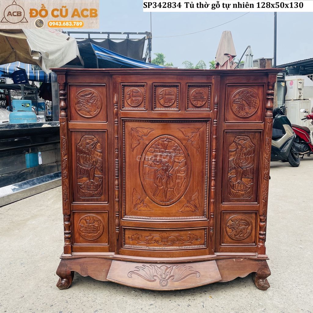 Tủ thờ gỗ tự nhiên 128x50x130