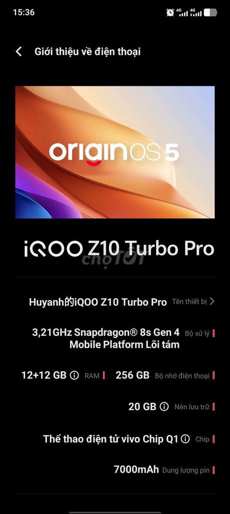 Iqoo z10 turbo pro fullbox như mới. Mua bán Điện thoại tại Thành phố Nam Định Nam Định được đăng bởi anh anh hình 1