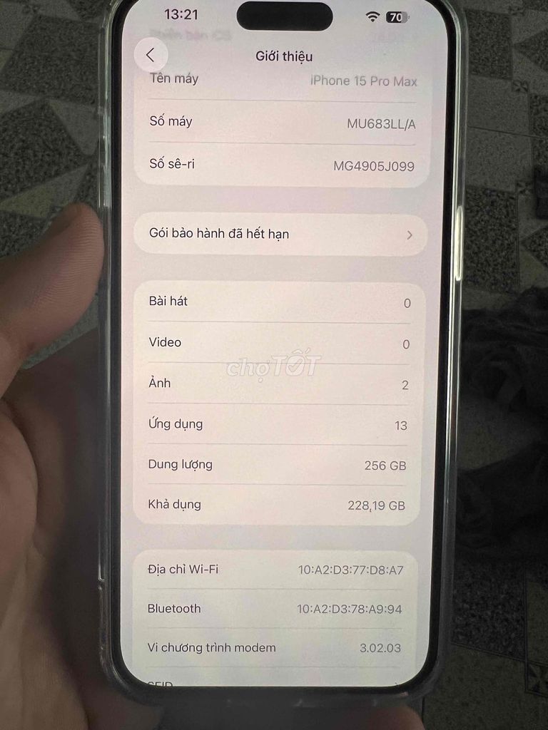 Apple iPhone 15 Pro Max 256GB Xám. Mua bán Điện thoại tại Huyện Hòa Thành Tây Ninh được đăng bởi Phi Mạnh hình 1
