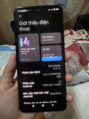 Cần bán Xiaomi note 12 ( 8gb / 256gb ) màu xám 99%