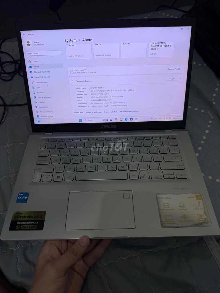 Asus X515EA i3-1115G4 8GB/256GB Đã sử dụng. Mua bán Laptop tại Huyện Chợ Gạo Tiền Giang được đăng bởi Thanh Kiệt hình 1