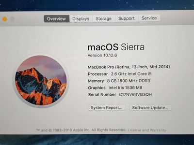Macbook pro retina 2014 13in A1562 i5 2.6g 8g 128g