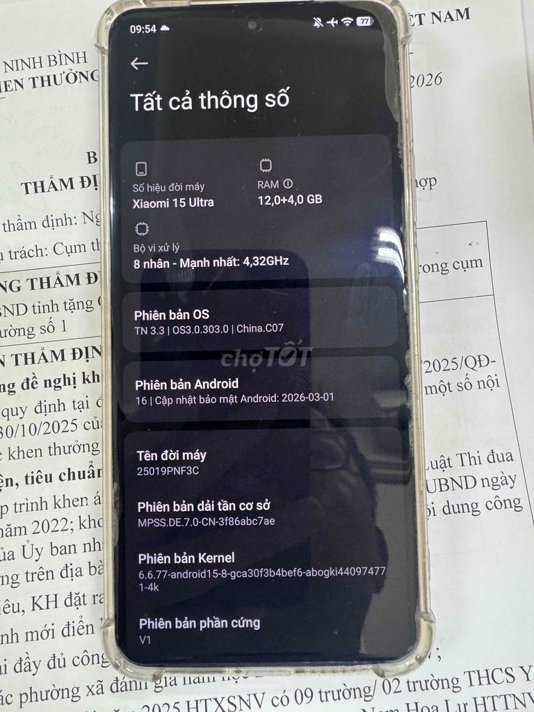 B+GL Xiaomi 15 Ultra 12GB/256GB Trắng. Mua bán Điện thoại tại Thành phố Nam Định Nam Định được đăng bởi Huy hình 1