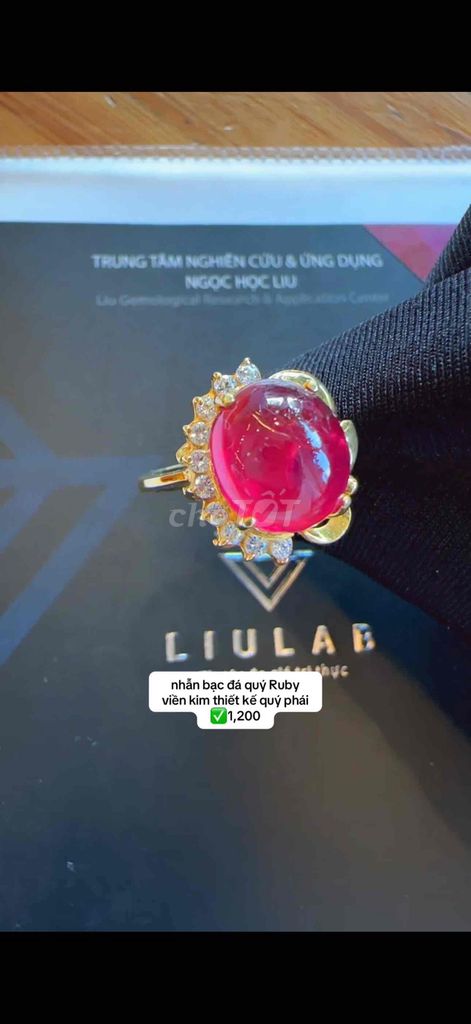 nhẫn bạc đá quý Ruby viền kim thiết kế quý phái. Mua bán Đồ sưu tầm, đồ cổ tại Quận 1 Tp Hồ Chí Minh được đăng bởi Rio Natural Gemstone Jewelry hình 1