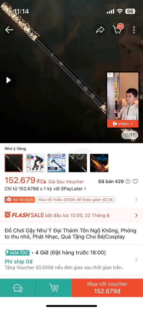 Đồ chơi Gậy Như Ý Vàng, Đen phóng to thu nhỏ
