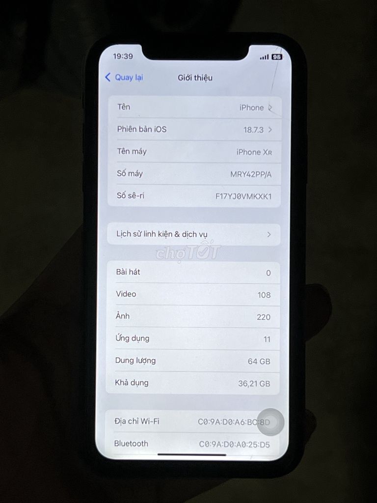 Apple iPhone XR 64GB Đen Màn nứt kính. Mua bán Điện thoại tại Thành phố Thuận An Bình Dương được đăng bởi Như Trương hình 1