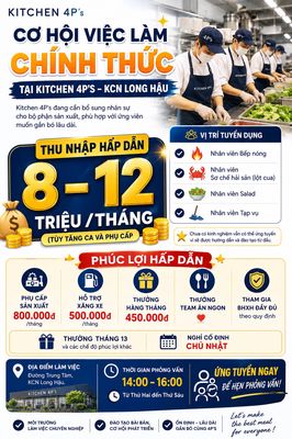 Nhân Viên Sản Xuất 8tr5 - 12tr/ tháng