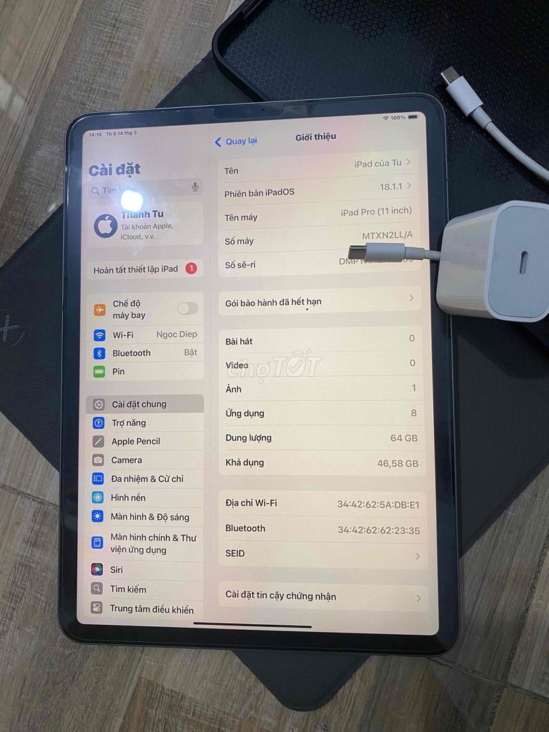 Bán Ipad pro 11 inh 2018 99%. màu xám