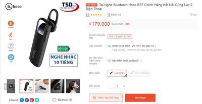 Tai Nghe Bluetooth Hoco E37, Pin xài 1 tuần.. Mua bán Tivi, Âm thanh tại Quận Bình Tân Tp Hồ Chí Minh được đăng bởi Ngọ 7