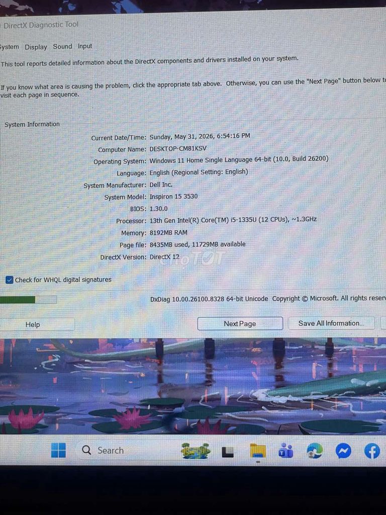 Dell Inspiron 15 3530 i5-1335U 8GB. Mua bán Laptop tại Quận Ninh Kiều Cần Thơ được đăng bởi Vinh Nguyen Khanh hình 1