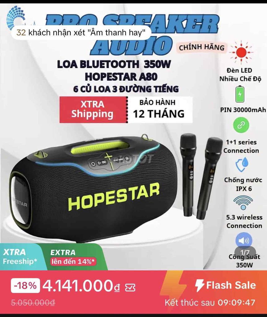 Loa Bluetooth Hopestar A80 Đen. Mua bán Tivi, Âm thanh tại Quận Sơn Trà Đà Nẵng được đăng bởi TÙNG THIỀU hình 1